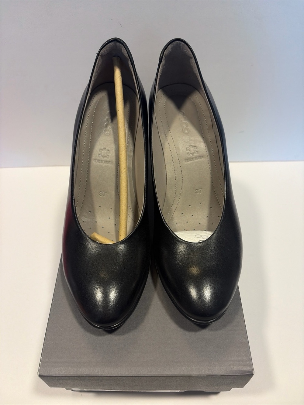Ecco Black Sculptured 75 Leather Pump Heels NEW 6-6.5